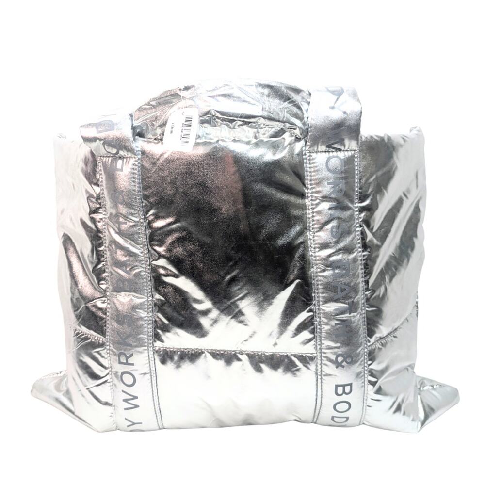NWT Bath & Body Works Silver Puffer Tote Bag - Picture 3 of 5